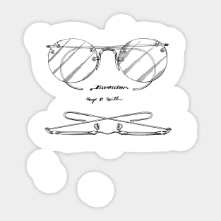 Spectacles Vintage Patent Hand Drawing Sticker